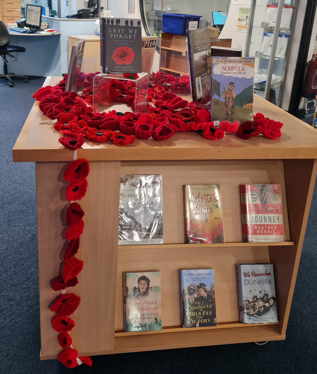 YarmouthLib's tweet photo. "We Will Remember Them"
Book display in the library that commemorates British service members who have died in wars and other military conflicts since the onset of World War I.
#RemembrenceDay #PoppyAppeal https://t.co/pu5rN1AOjo