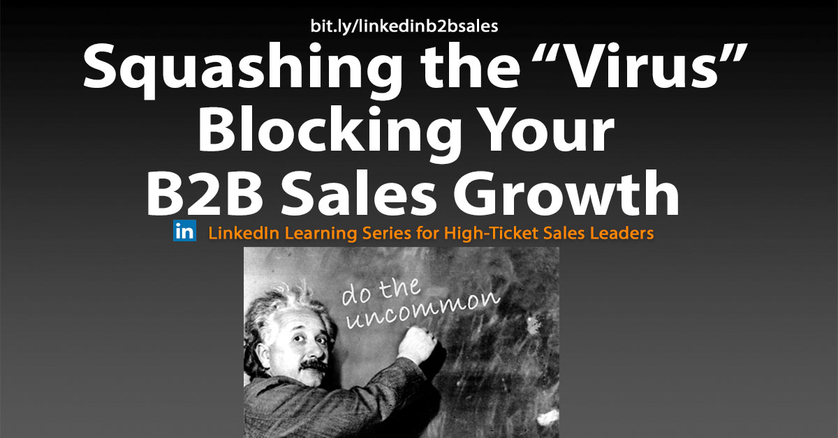 [NEW WEBINAR] Squashing the "Virus" Blocking Your B2B Sales Growth- LIMITED SEATING - linkedin.com/events/6864080… #b2b #salestraining #leadgeneration #innovation #Sales