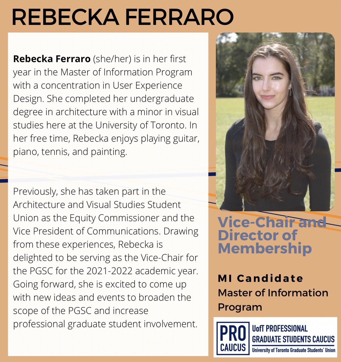 UofTPGSC's tweet photo. 1/2 We are excited to introduce our new 2021-2022 executive team! 

In this semester and the upcoming year, PGSC will continue supporting our professional grad community by organizing networking events, skill-share workshops, and career talks. Stay tuned! https://t.co/wkq5RDChWA