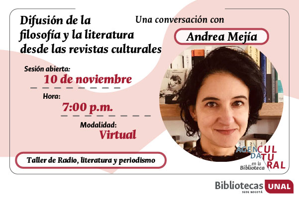 bibliounalbog's tweet photo. ⚠HOY⚠ CLASE ABIERTA

Taller de radio, literatura y periodismo
Difusión de la filosofía y la literatura desde las revistas

▶ Virtual, Facebook Live
▶ Miércoles 10 de noviembre de 2021
▶ 7:00 p.m.

Tallerista: Daniel Alejandro Sarmiento https://t.co/cnwnL7kBaI