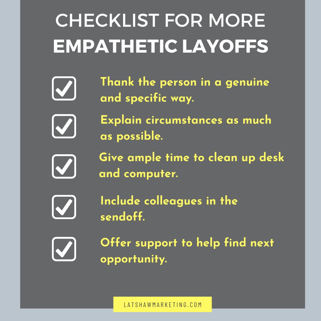 A checklist for more empathetic layoffs... #empathy #layoffs #empatheticlayoffs