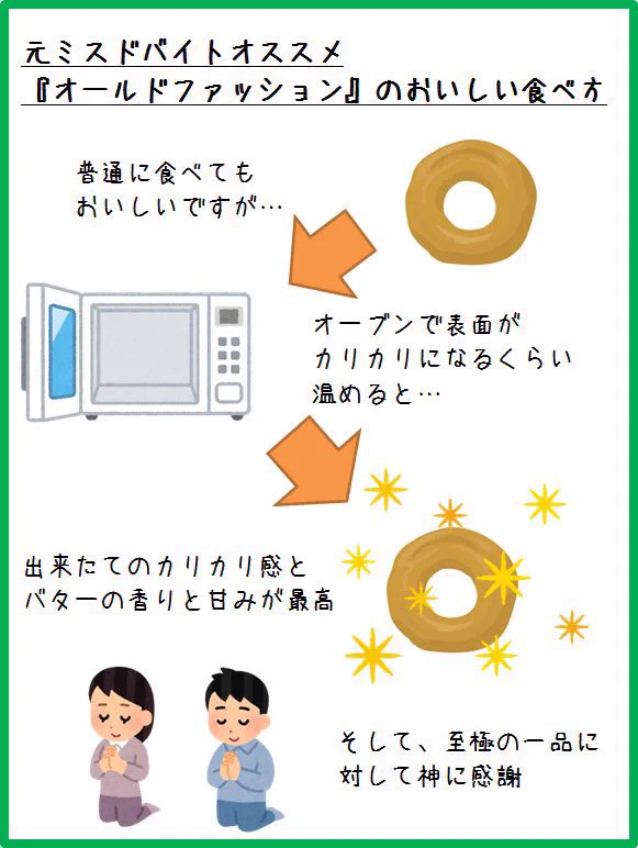 元ミスドバイトがオススメする！テイクアウト後の各ドーナツの食べ方！！！
