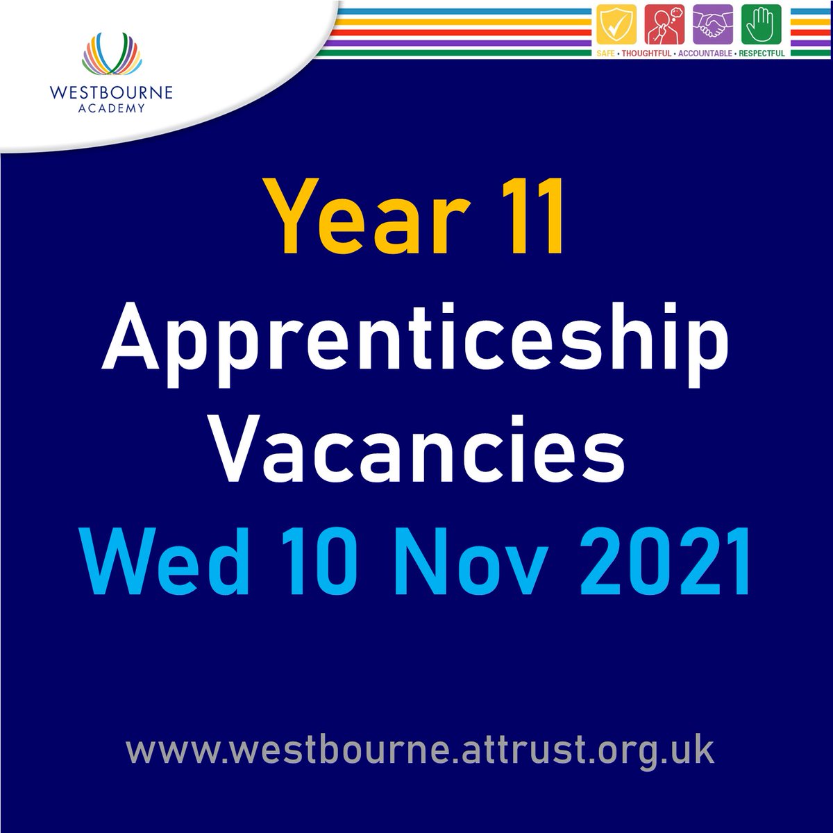 WestbourneA's tweet photo. Y11 students, parents & carers! Check your emails for info about apprenticeship vacancies on offer this week. You can also read it on our website Latest News page here: https://t.co/jn0usrSCgp #WeAreWestbourne #TransformingLives #careers #post16pathways https://t.co/eaArSOvVEM