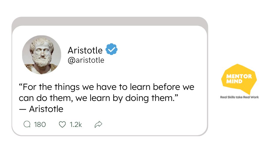 MentorMind_in's tweet photo. We second that thought, Aristotle. ๐
#LearnbyDoing #DoMenternships #BuildRealSkills https://t.co/23oBNfuHva