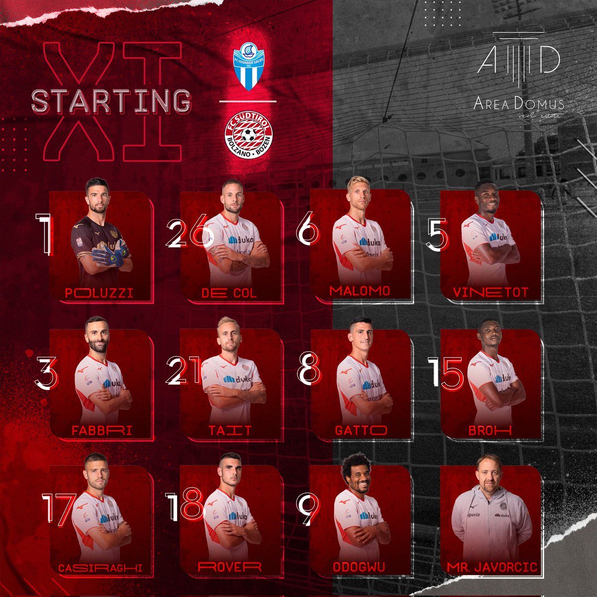 fclubsuedtirol's tweet photo. ⚪FORMAZIONE UFFICIALE🔴

L'1️⃣1️⃣ scelto da Mister Ivan #Javorcic per il recupero del match con il @LegnagoSalusFC 

#FCS #FCSüdtirol #Whitereds #SerieC #passion #LEGFCS #LegnagoSalusFCSüdtirol #PassioneBiancorossa #10novembre https://t.co/ZcmhqGYDCr