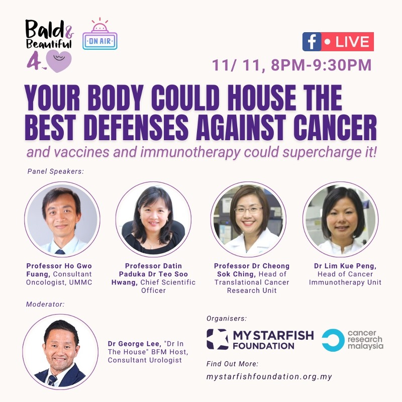 RentakSejuta's tweet image. Bald &amp;amp; Beautiful ON AIR 4: Your Body Could House The Best Defenses Against Cancer @ Facebook Live (11/11/2021).

Link:
1in1m.proboards.com/.../bald-beaut…... 

#BaldNBeautiful4 #BotakChallenge #MyStarfishFoundation #CancerResearchMalaysia #SarawakChildrensCancerSociety #RentakSejuta