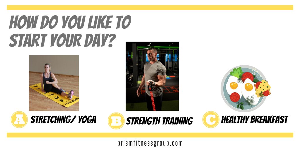 prismfitnessinc's tweet photo. How do you like to start your day?
A. Stretching/Yoga
B. Strength Training
C. Healthy Breakfast
#yoga #cables #stretching #resistancetraining #healthybreakfast #resistanceexercise #resistanceexercises #ExerciseTime #homegymlife #homeworkouts #homefitness #homefitnessequipmen https://t.co/M5kuTuuypZ