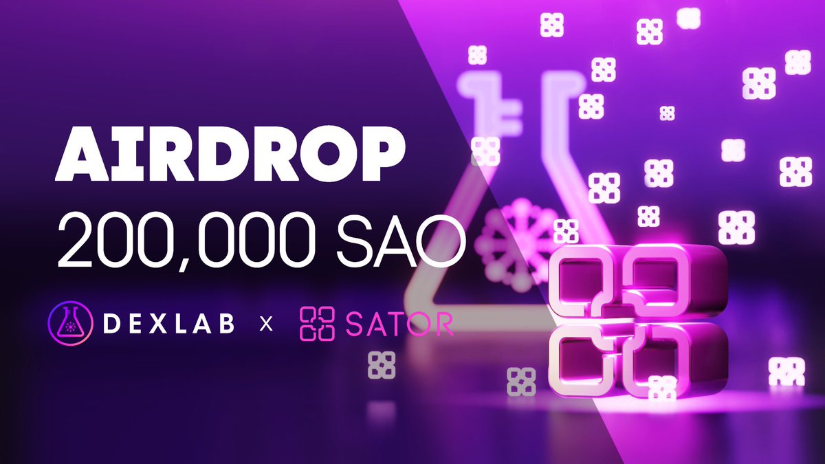 Dexlab_official's tweet photo. Thank you all Dexlab community for waiting $SAO #airdrop event!

⚗️ Open: 11/11th 11:11 UTC
🔮 Amount: 200,000 SAO
🧬 Winners: 2,650 people
🧪 2,640 for 75 SAO
🧪 10 lucky people for 200 SAO

Try your luck with #Dexlab and #Sator tmr!! 😘 https://t.co/NB3VJjk9qM