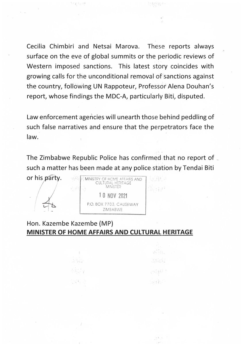 advocatemahere's tweet photo. 2. This is a regrettable attempt by the regime to use fake news to downplay past abduction &amp; torture incidents that to date haven’t been investigated by the regime. We won’t stop demanding accountability for the MDC Trio &amp; other victims of state-sponsored torture. https://t.co/Cs1EtnUlBA