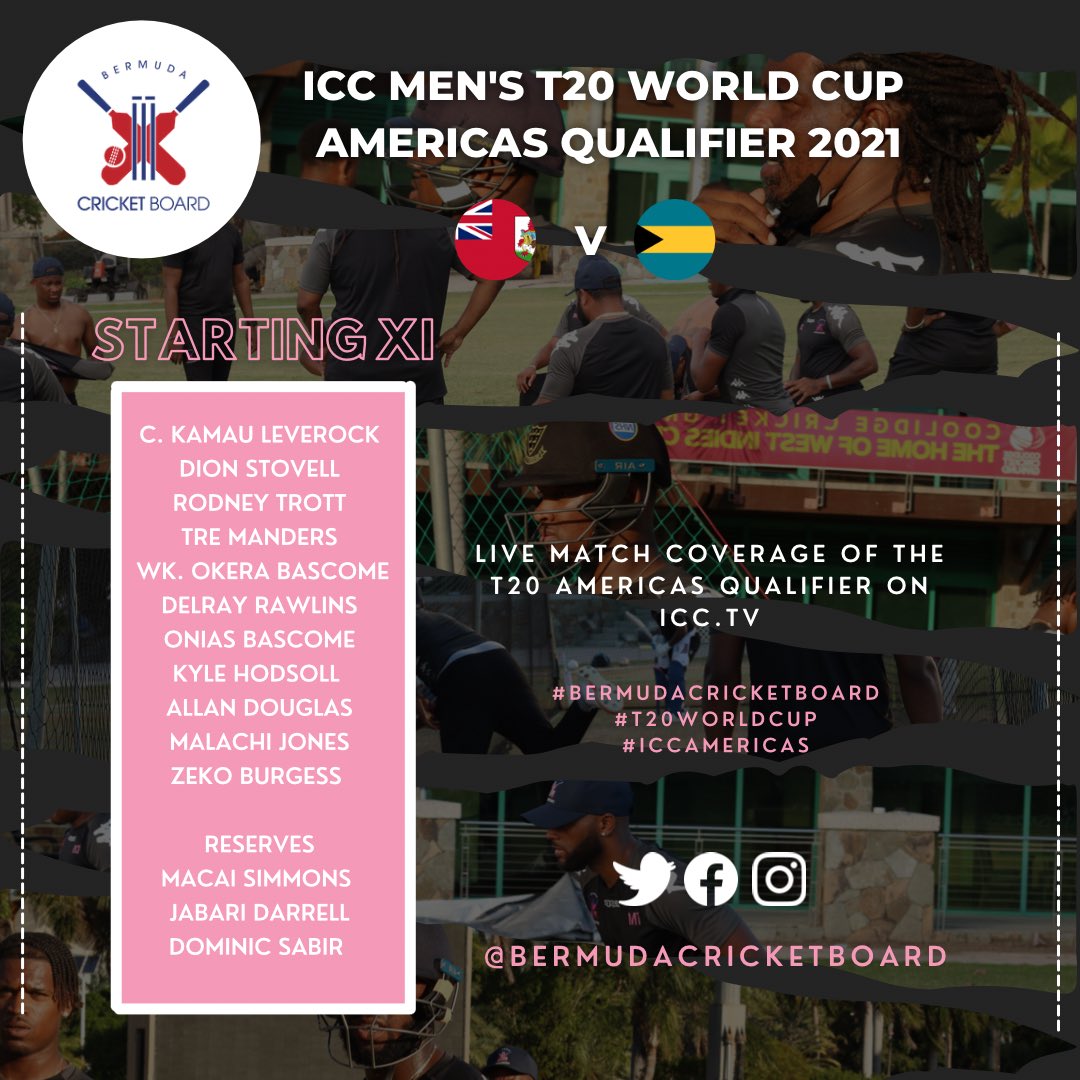 Here is the starting XI for #BERvBHS🏏

#BermudaCricketBoard #Bermuda #ICCAmericas #T20WorldCupQualifier