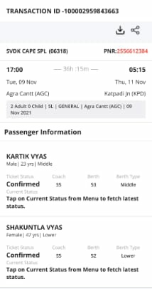 SatCam2017's tweet photo. @RailwaySeva @RailMinIndia @IRCTCofficial @cmcvelloreoff @IMAIndiaOrg
My friends train number 06318 pnr 2556612384
Which was scheduled to reach by 5.15 am 11nov is very late resulting in missing of appointment with doctor at cmc vellore.Please look for it it's a medical emergency https://t.co/ldvpd6z5GB