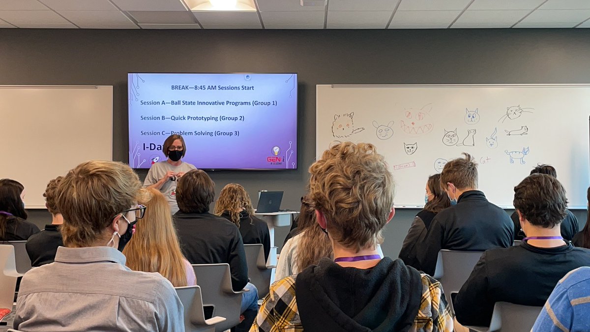 BallStateCT's tweet photo. Speaking to high school students today about #Creativity, #Innovation and #Teamwork!

#BSUIDay #GEW2021 #BallState #ChirpChirp #Storytelling @BSUCCIM @BallStateMedia https://t.co/EdrGNkYrYn