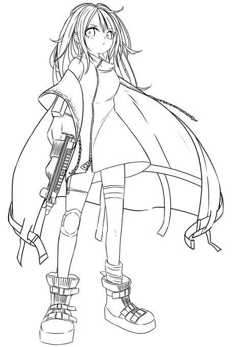 #ドールズフロントライン  #ドルフロ  #少女前线  #소녀전선 
先日アップしたC-MSでコピックに初挑戦🖌️✨
もしよければ線画も色塗りにどうぞ! 