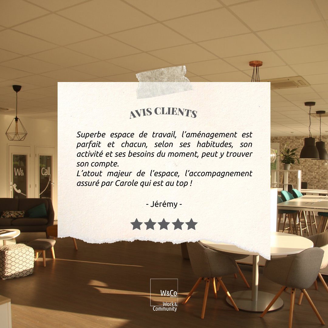 Sans eux, un espace de coworking ne serait qu’un lieu de bureau ! #coworker #clientautop ✨

Merci à Jérémy pour ce témoignage 😊
#avisclient #témoignage #coworking #coworkingspace