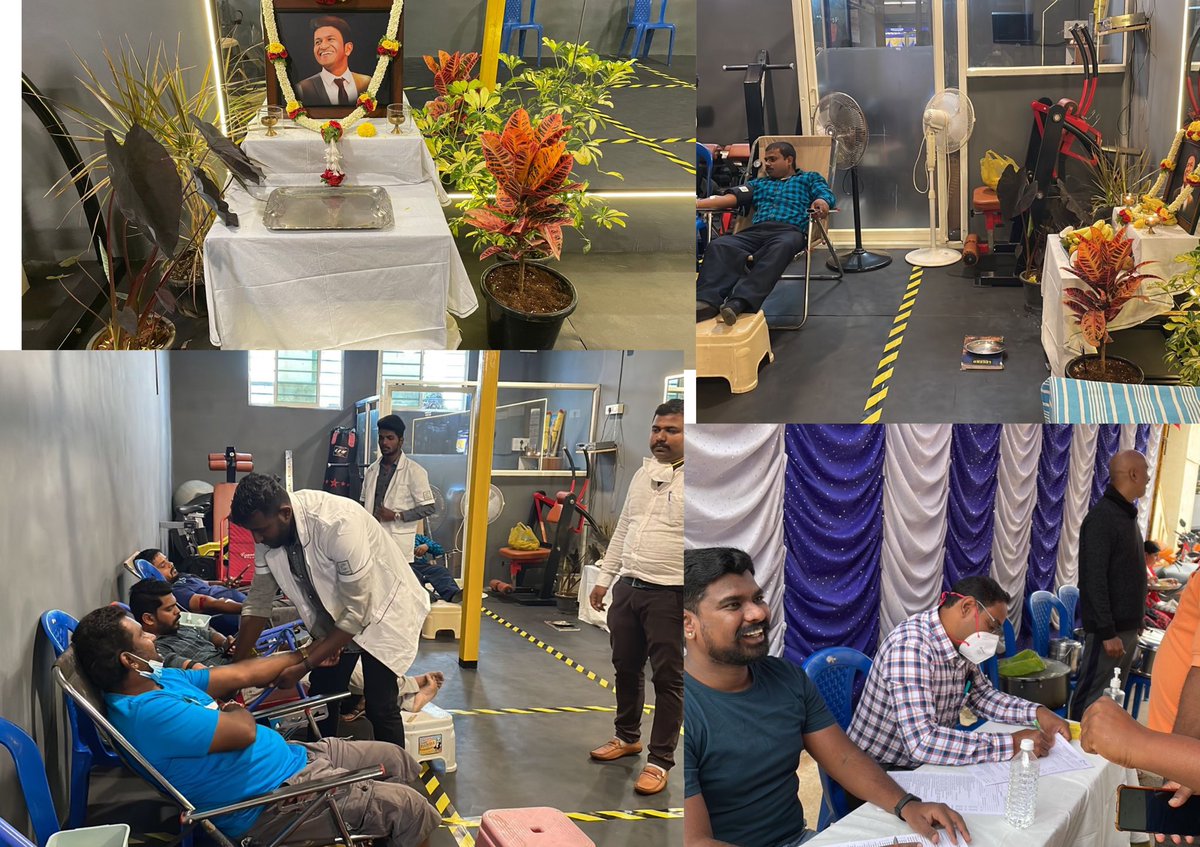 RotaryYelahanka's tweet photo. To pay tribute to Puneeth Rajkumar, Puneeth Rajkumar Fan Club organised a blood donation camp yesterday at The Fitness Club, Shivanahalli, Yelahanka and Rotary Club of Bangalore Yelahanka facilitated the event in partnership with Cytecare hospital.
#GiveBloodSaveLife
#RID3190 https://t.co/laoBNMPBvX