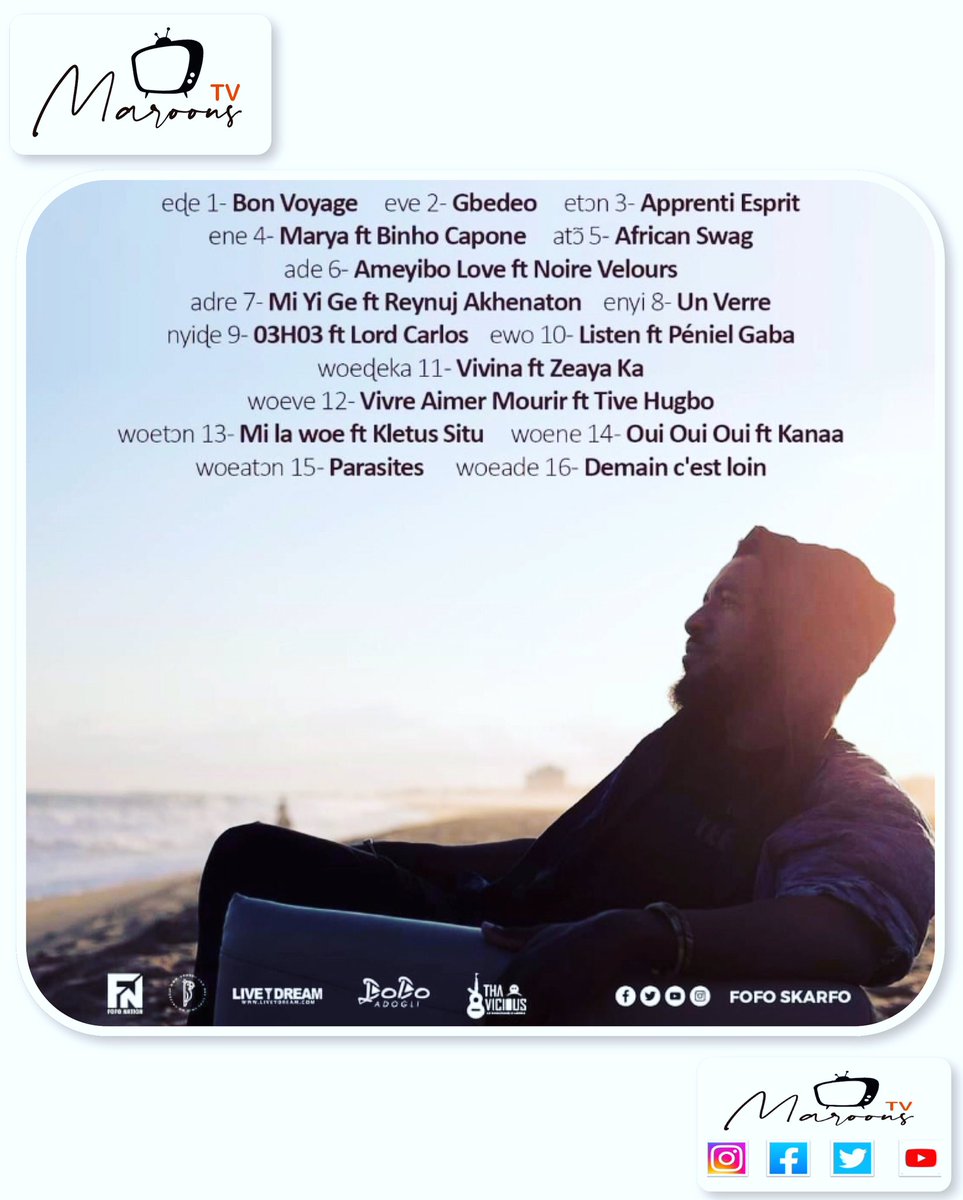 MaroonsTv's tweet photo. Entitled "Voyages", you'll find collaborations with other music stars, like @KaNaaBiZoU , @CaponeBinho , @noire_velours , @PenielGaba , @lOrdCarlOs_Off and many more.
#fofoskarfo
#flashrecap
#MaroonsTV https://t.co/i4ZHB2Usq8