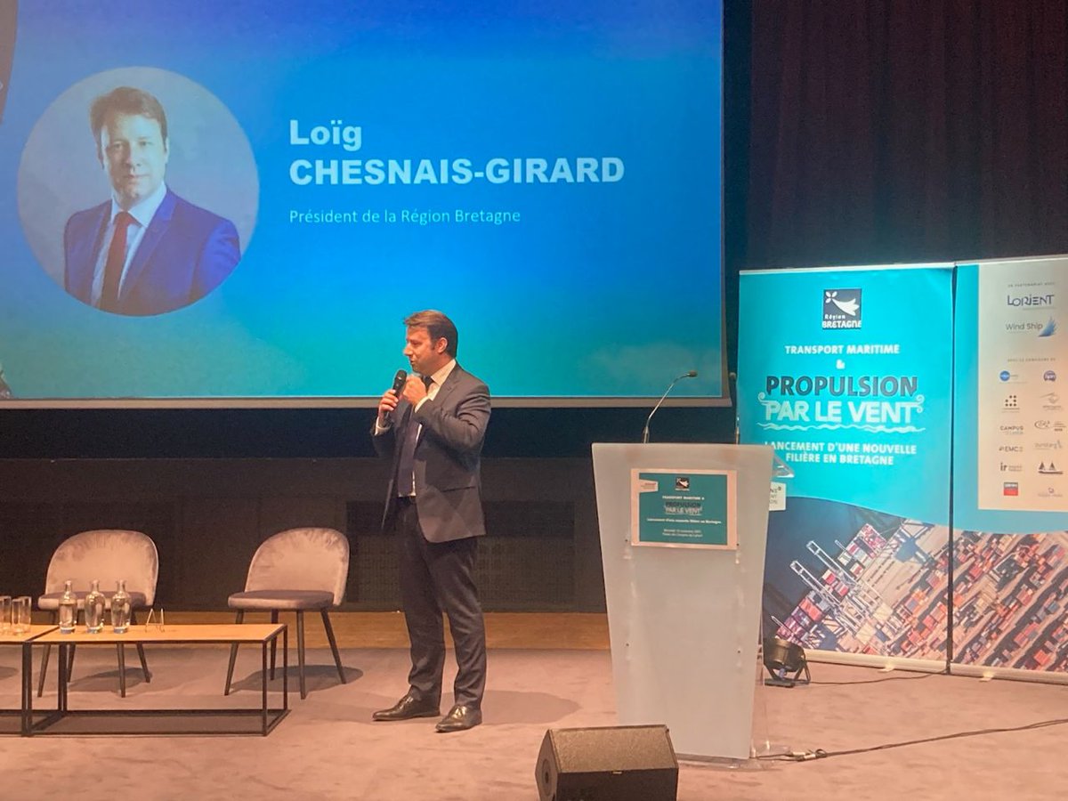 🌊⛵️ Ouverture ce matin de la journée "Transport maritime et propulsion par le vent" par le Président de la <a href="/regionbretagne/">Région Bretagne</a> <a href="/LoigCG/">Loïg Chesnais-Girard</a> une filière en devenir et particulièrement développée sur notre territoire avec de vraies solutions pour répondre à l'urgence climatique.