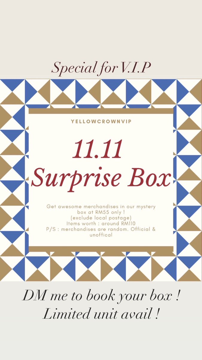 yellowcrownvip's tweet photo. BIGBANG SUPRISE BOX

Only RM55 per box exclude local postage

LIMITED UNIT AVAIL

DM ME TO BOOK YOUR BOX https://t.co/n4YXrM9LDx