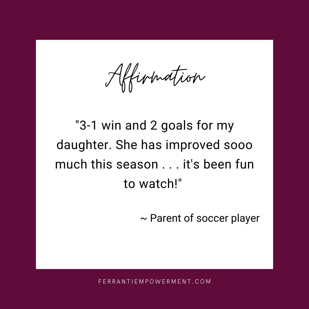 ajferranti8's tweet photo. The best feedback you can give to an athlete is, "That was fun to watch." 

#wellnesswednesday #affirmation #5As #soccerparent #ferrantiempowerment https://t.co/QkzuaZoGfl