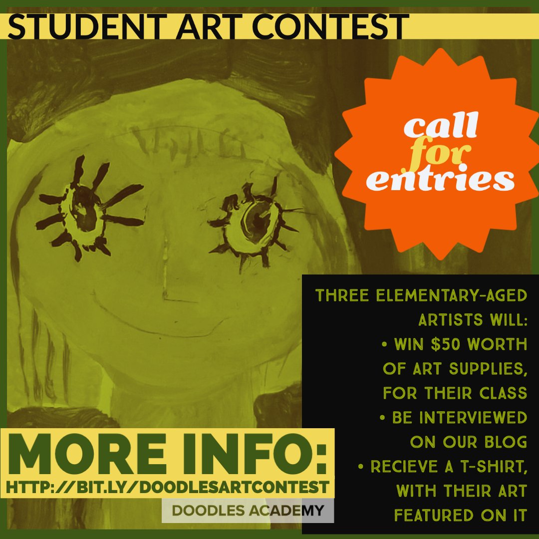 DoodlesAcademy's tweet photo. GET YOUR PAINTBRUSHES OUT! We’re accepting submissions for our  Kids’ Art Contest until midnight Eastern on Sunday, 11/28, and if your students win YOU win!  #arteducation #k12artchat #artsed

https://t.co/QVtMaaXTte https://t.co/MjXjumGhJG