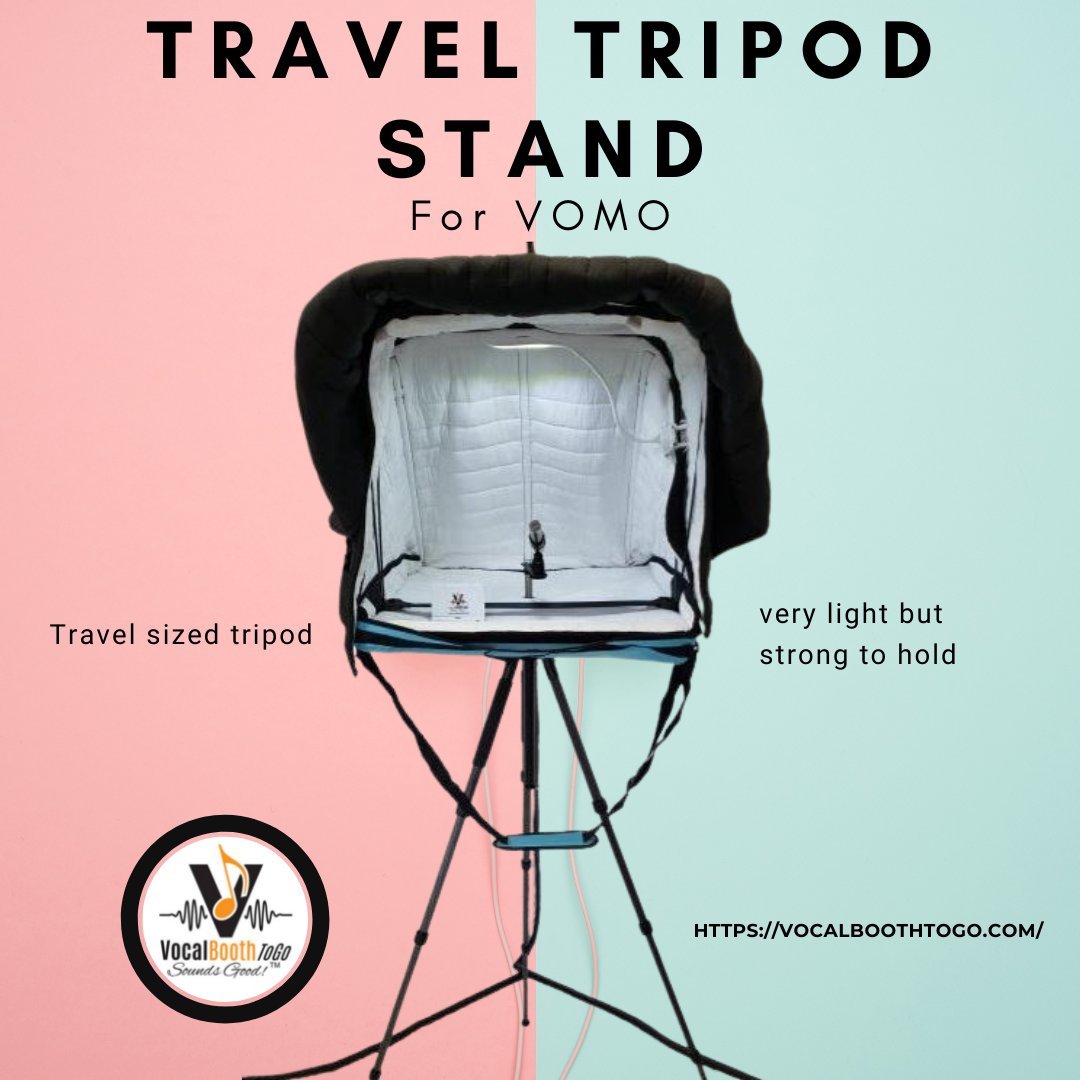 The tripod is made from aircraft aluminum and is very light but strong to hold the weight of the VOMO and accessories.

vocalboothtogo.com

#VocalBootToGo #VocalBooth #sounds #sounddesign #soundcheck #studio #musicproducer #soundwave #soundblanket #music #recording #producer