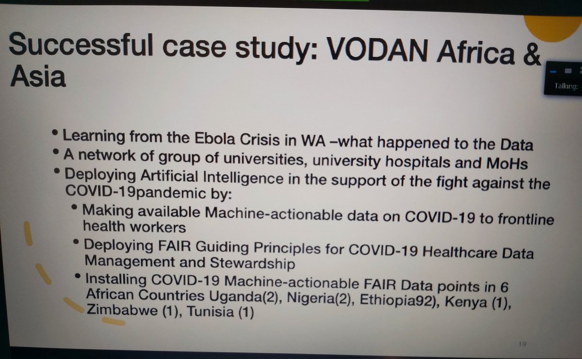 MaryMuyonga's tweet image. Learning lots..
Following #covid19 pandemic, data from #Africa was scanty/missing. Innovative method for data sharing was formed in March 2020, the  #VODAN Africa. (Virus Outbreak Data Network). Provides African COVID-19 data.#SR2SC2021