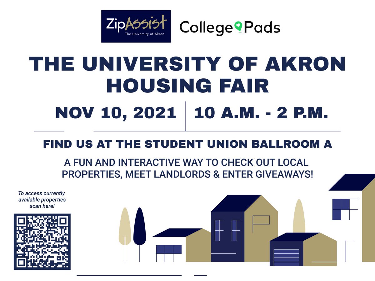 If you are looking for local properties for housing next year go check out the University of Akron Housing Fair. It goes from 10am- 2pm today in the Student Union Ballroom.