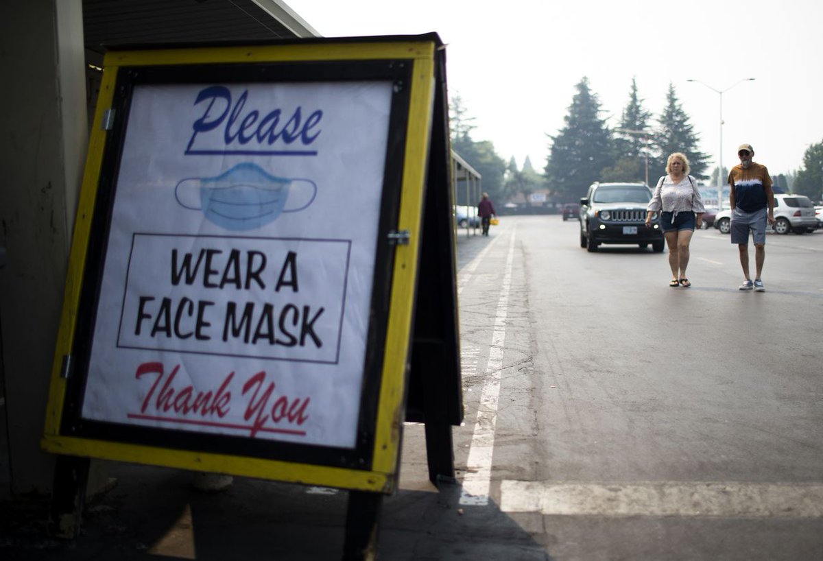 Oregonian's tweet photo. Oregon has no targets for lifting some of the country’s toughest mask mandates. Experts say that’s a mistake https://t.co/y2ZxhoNSsM https://t.co/ZJtIVCr4jz