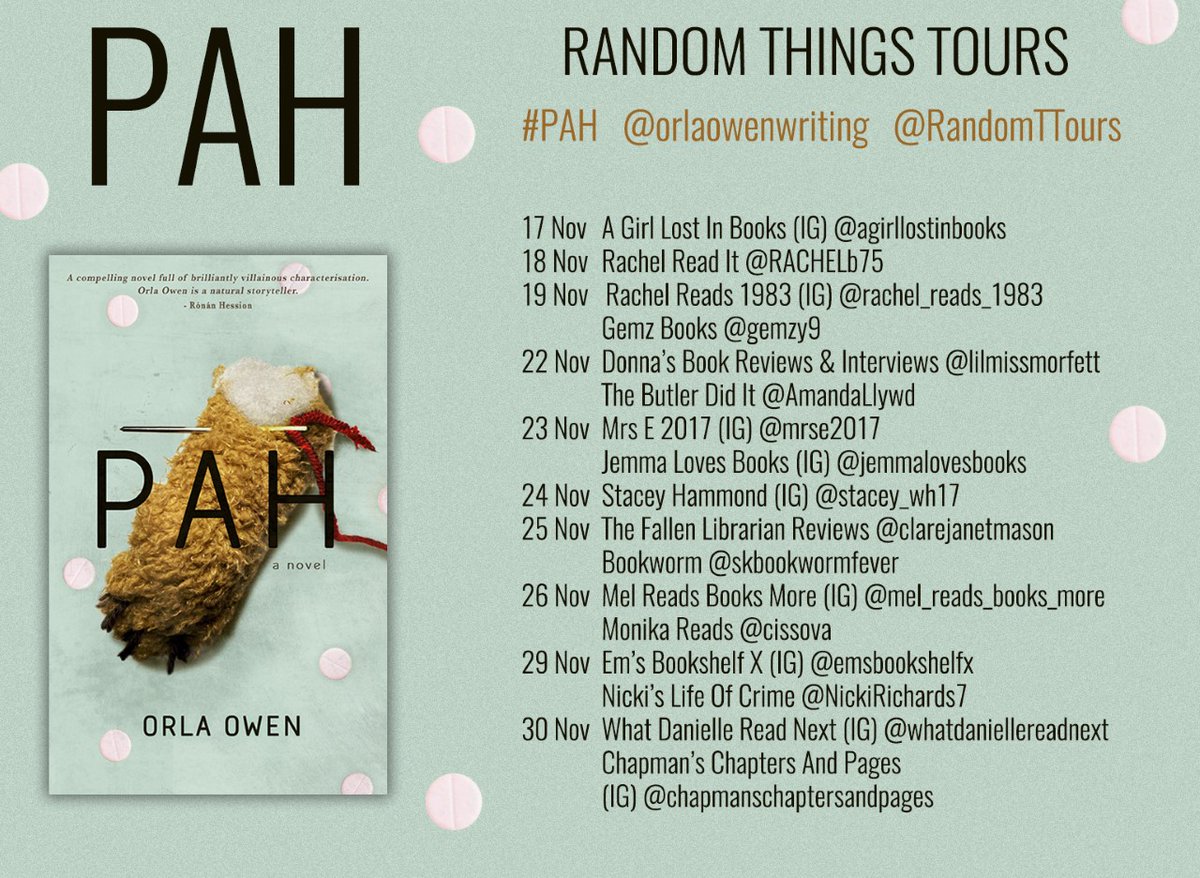 RandomTTours's tweet photo. Delighted to work with @orlaowenwriting again
The #RandomThingsTours Blog Tour for #PAH begins 17 November 💚

@RACHELb75 
@gemzy9 
@skbookwormfever 
@NickiRICHARDS7 https://t.co/4ghm71ACqK