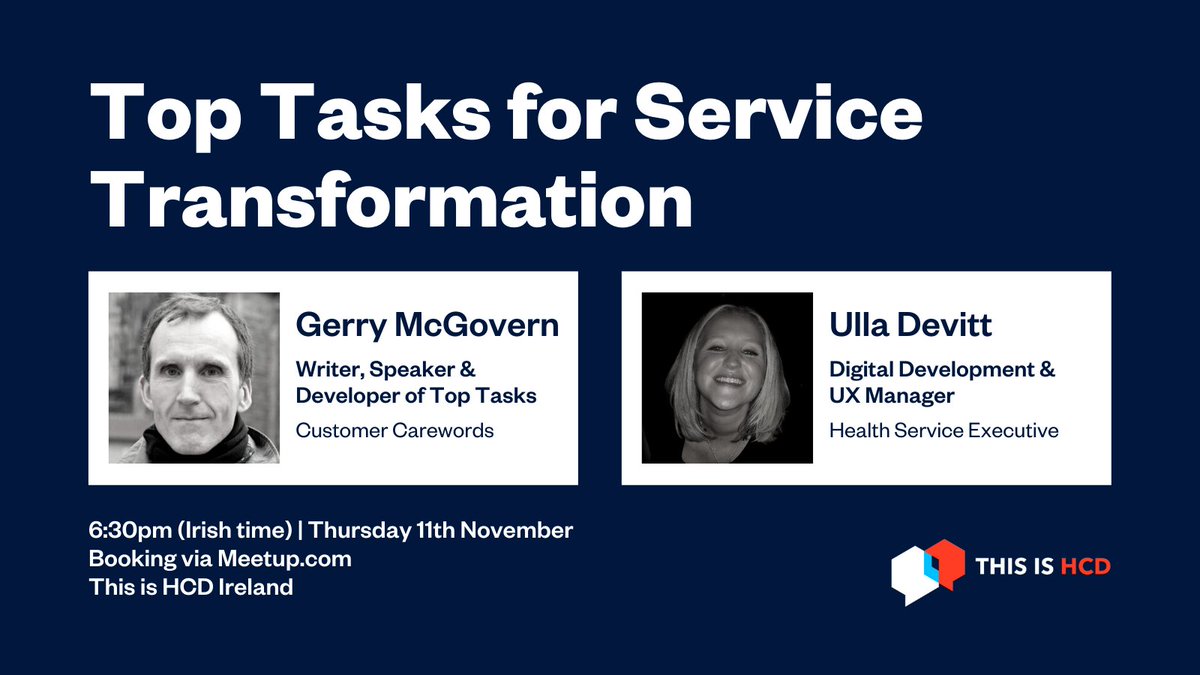 SarahHefDesign's tweet photo. How do you know what matters (and what doesn't) to people using your service? Join @ThisisHCD Ireland tomorrow at 6:30pm (Irish time) to explore Top Task for Service Transformation! Register for free here: https://t.co/5Q0OyTkuPl
#ServiceDesign #TopTasks #DigitalTransformation https://t.co/XwJPRzpne4
