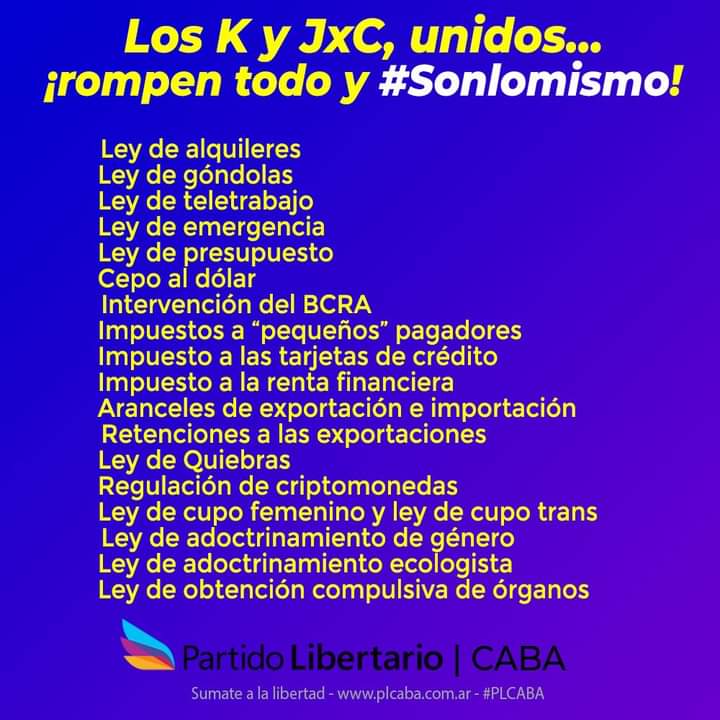 LibertarioUn's tweet photo. ¿Tenemos oposición? Abro hilo:
Desde hace tiempo, desde el sector liberal de Twitter, han aparecido varias listas de leyes que se dice fueron votadas por igual por el oficialismo y la oposición, tratando de demostrar sin mayor sustento que JxC y FdT son lo mismo. Vamos a ver... https://t.co/qWIYoHFBB0