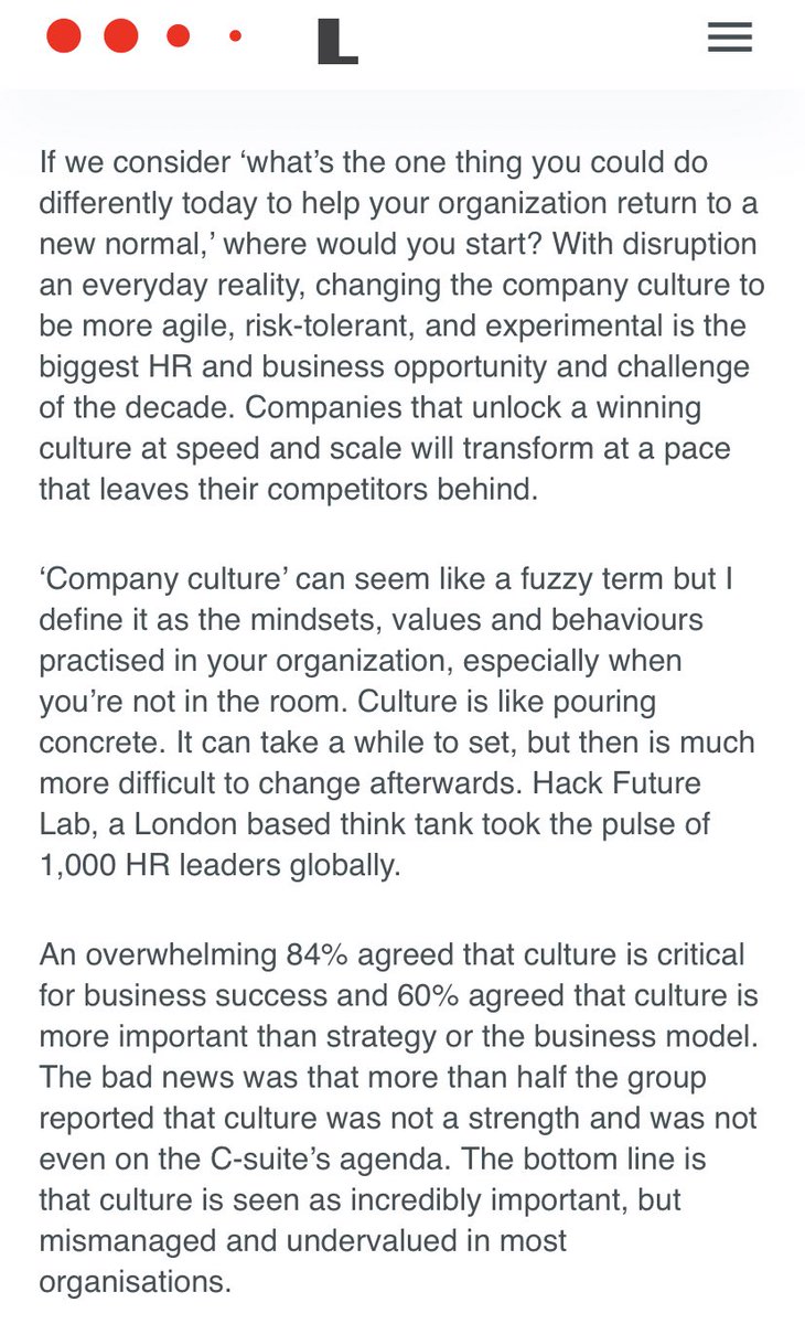 AmandaBernardo's tweet photo. In all of our discussions on #FutureOfWork #ReturnToWork, let’s use this as an opportunity to tackle some of those culture pieces that seem to be the scapegoat to failing teams yet rarely addressed. This goes beyond leadership but the fabric of how teams will work beyond tech.#GC https://t.co/lWJa4bgNAO