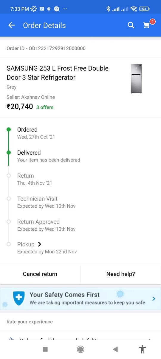 AkashSi27750937's tweet photo. @flipkartsupport I bought a freeze, now the current is coming in it. I put 4 nov. return request but till now no hearing has been done every time the cous. care call has been made, now it will be done if you don't want to return then say hope Will leave 3 times the return request https://t.co/kBDUVFZDOE