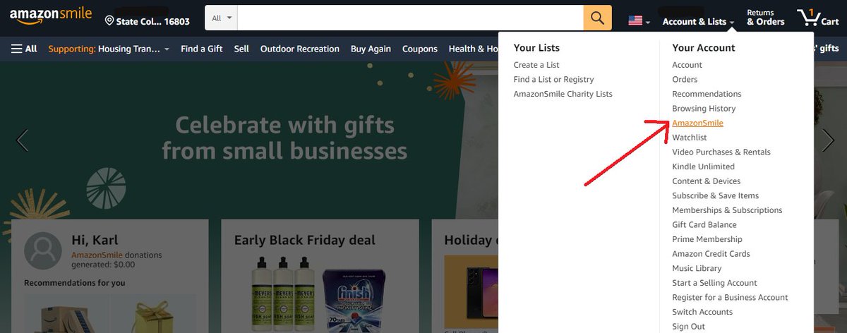 Before you get started with your holiday shopping, remember that when you shop at smile.amazon.com and select Housing Transitions as your charitable organization, Amazon will donate .5% of the price of your purchases to HT, at no additional cost to you 😁