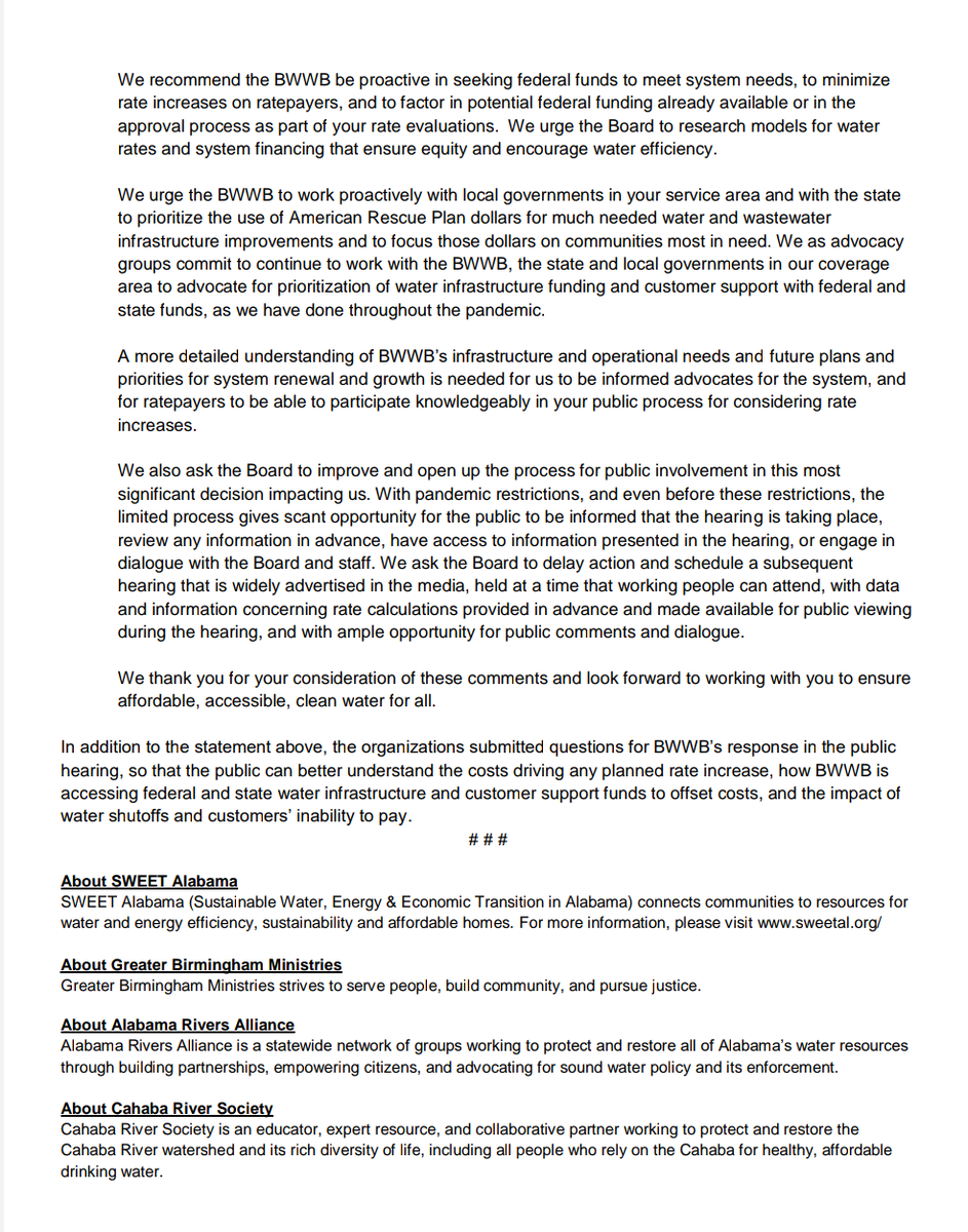 SWEETAlabama21's tweet photo. We are urging the Birmingham Water Works Board (BWWB) to not raise rates this fiscal year.

The hearing will be TODAY, Nov. 10, at 5:30 p.m., at 3600 First Avenue North (in the Training Room on the first floor). See more below. 

https://t.co/o7J3y61ELa https://t.co/8NanvwwUOw