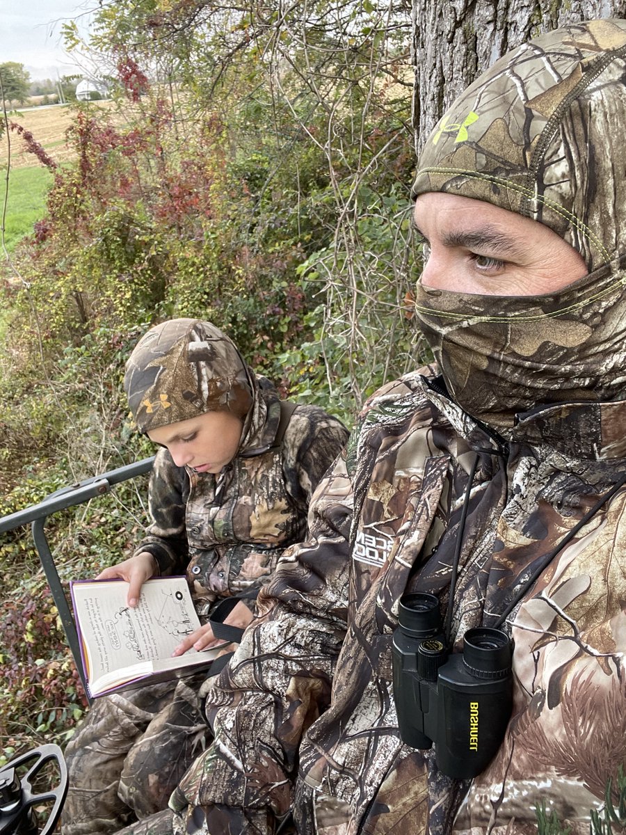 📗 You can read anywhere! Just ask Bellevue Elementary School third-grade student, Easton. We are proud that our Bellevue students share a passion for reading! 🌲 #RedPride #BookWeek2021