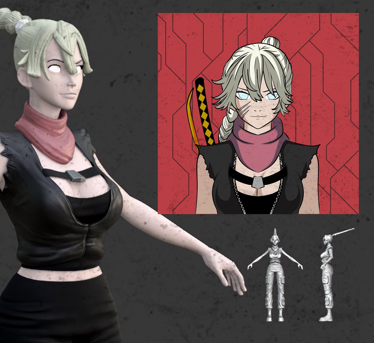 OutkastOrigins's tweet photo. Sneak Peek of this 2D female OutKast come to life as a 3D character, details and textures will be added to the 3D model next but our Devs are COOKIN right now!! Damn it feels good to be an OutKast 😎🚀 #WEARETHEOUTKAST #NFTGaming #PlayToEarn #GameFi #NFT #anime #game https://t.co/8CbQZSFRMh