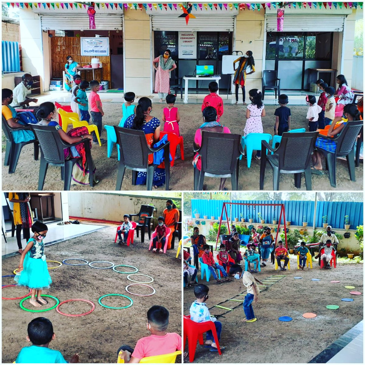 samaaveshi's tweet photo. FIRST DAY of open-air learning for #inclusive Kindergarten, as @samaaveshi #school_reopens after COVID 2.0! 🙂

https://t.co/qDlIzInCOy https://t.co/SLMBSFkDYZ