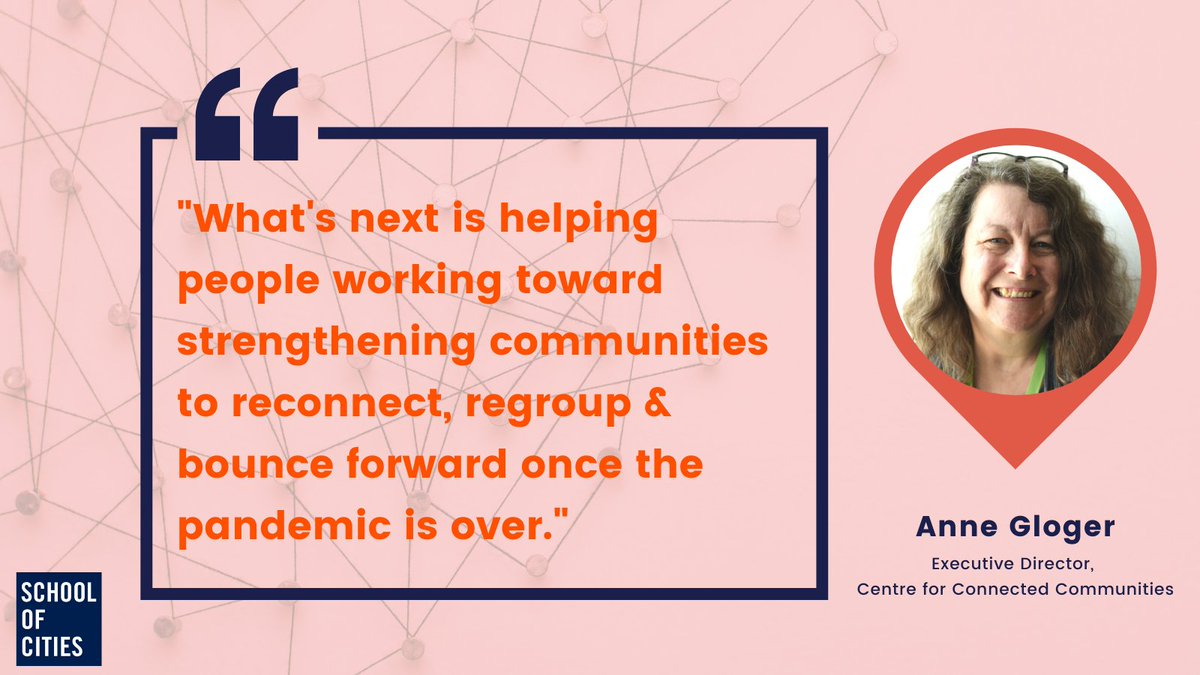 UofTCities's tweet image. &quot;What&apos;s next is helping people working toward strengthening communities to reconnect, regroup &amp;amp; bounce forward once the #Pandemic is over.&quot;
In this #QandA, @anne_gloger tells us how the &apos;Connected Communities Approach&apos; is designed to empower #Communities.
schoolofcities.utoronto.ca/interview-anne…