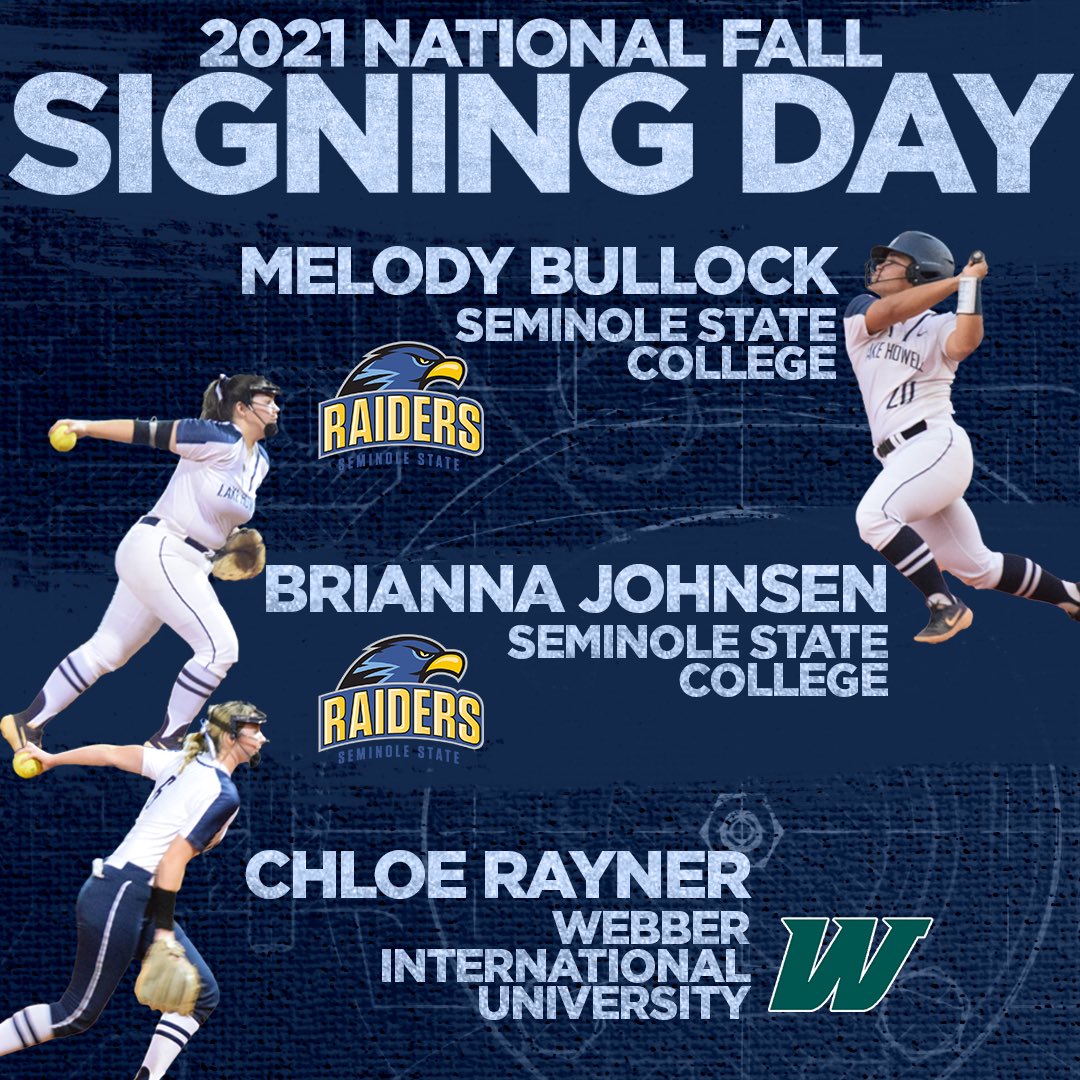 LHHS_Athletics's tweet photo. Congratulations to our fall signing day participants. Please join our three @lakehowellsoftball players in the gym after school as they take the next step in their athletic careers. #blueprintforsuccess #onceasilverhawkalwaysasilverhawk https://t.co/nbiBwPRrSX