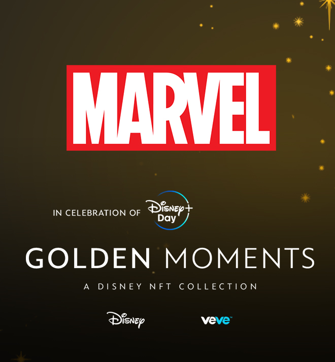 Marvel's tweet photo. Start your #DisneyPlusDay celebration early with @veve_official's Golden Moments set featuring Iron Man and the Avengers logo! 

These new digital collectibles drop at 12PM PT/3PM ET: https://t.co/cUz9ZjaPeg https://t.co/VhdwWoRpW1
