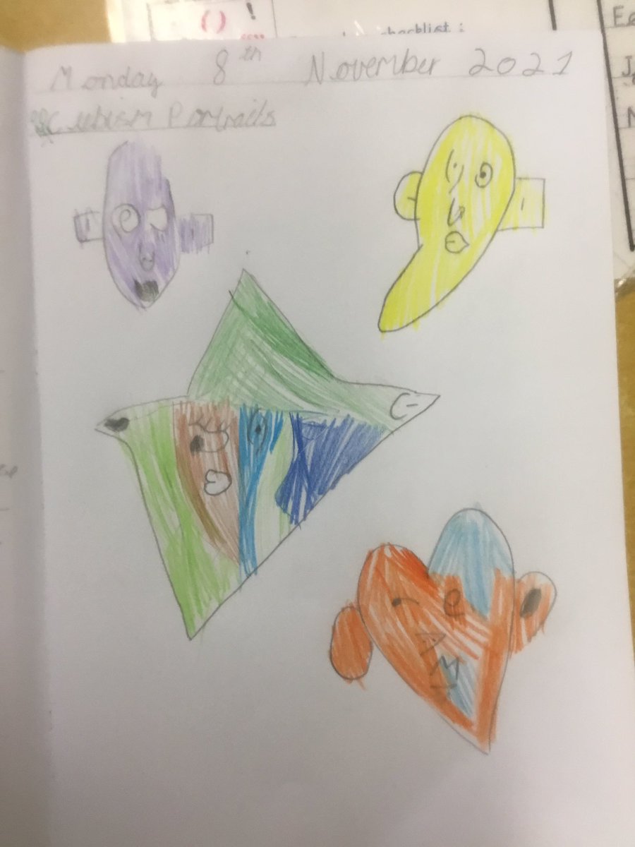 Hadrian_Park's tweet photo. We have enjoyed creating our own Cubist portraits inspired by Pablo Picasso in 3A. We have utilised all of our drawing skills to draw each facial feature on our portraits. #HPPS3AMajesticMeerkats #HPPSArt #HPPSArtsmark21 #Artsmark https://t.co/5Dg1eOmxv0