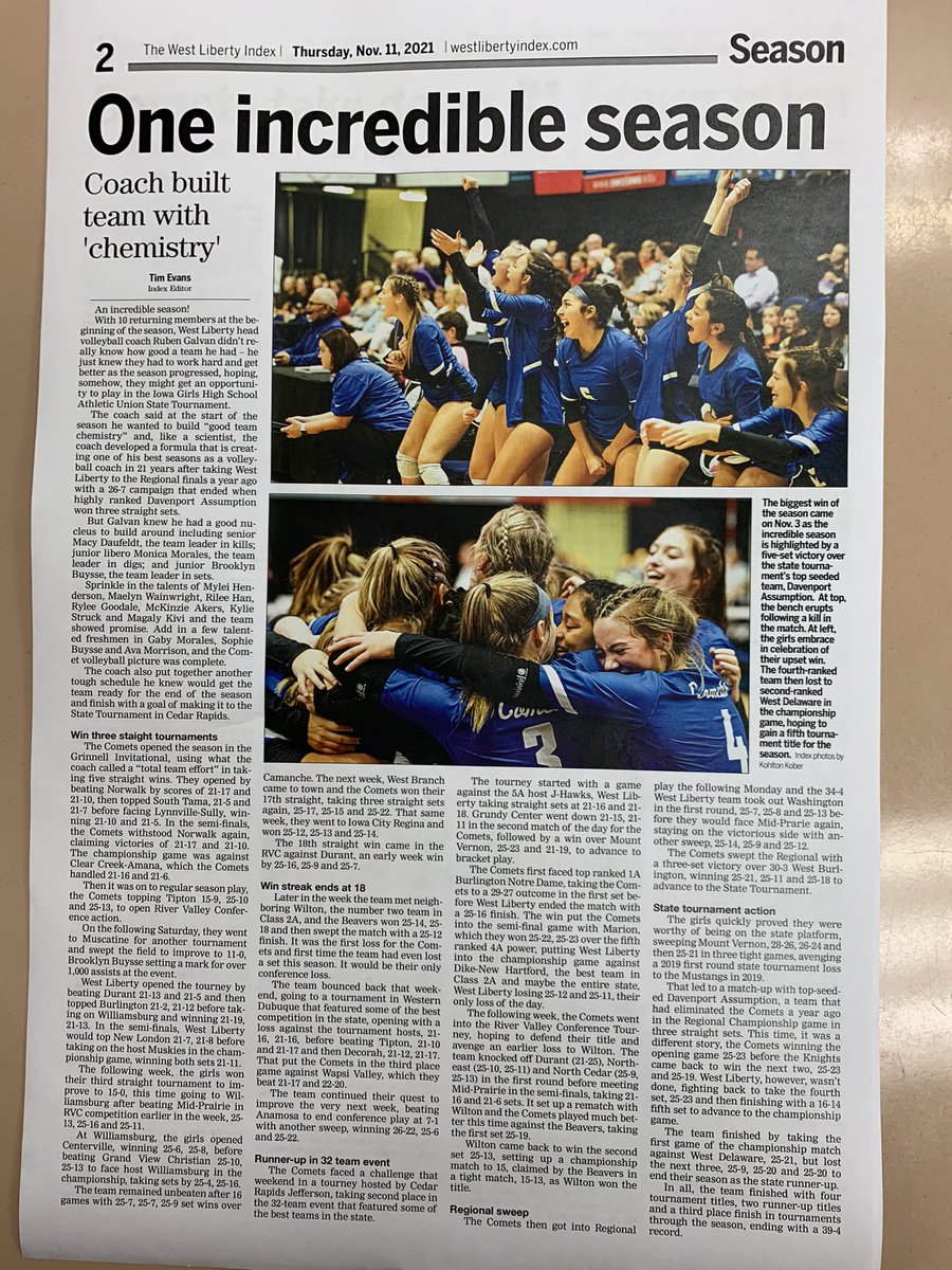 WLCometVB's tweet photo. Thank You West Liberty Index for the amazing coverage this season! 💙 https://t.co/g6zB5zzXiX
