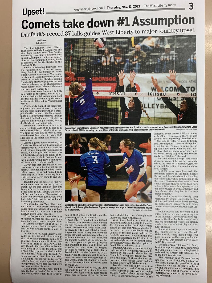 WLCometVB's tweet photo. Thank You West Liberty Index for the amazing coverage this season! 💙 https://t.co/g6zB5zzXiX