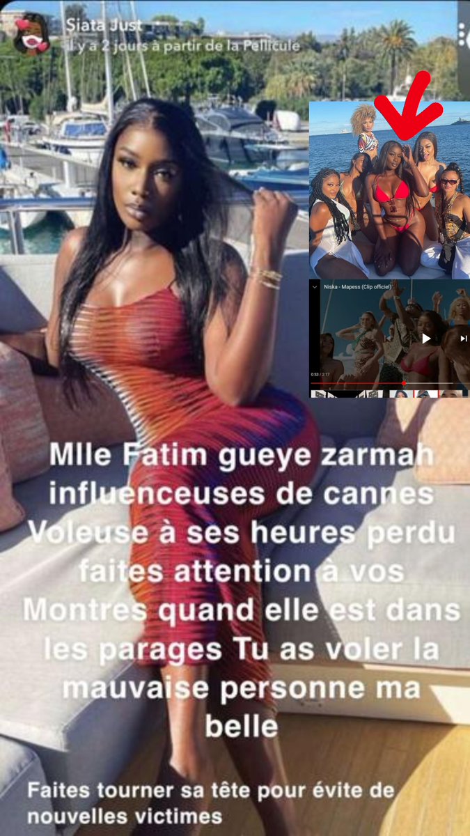 escortesinfo's tweet photo. C'est honteuse, cette fille est une prostituée influenceuse @fatimzahragueye de Cannes c'est une voleuse des montres elle à été figuré dans le nouveau clip #Mapess  de @Niska_Officiel faites tourner sa tête pour éviter de nouvelles victimes @AstridNelsia1 https://t.co/rnar4Zbemm