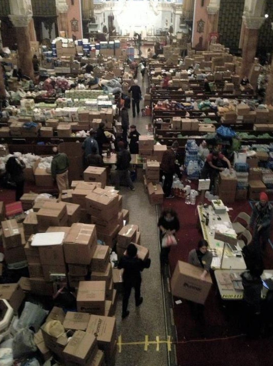 CapobiaNB's tweet photo. 9 years ago today, organizing supplies after Hurricane Sandy #occupysandy https://t.co/nRDlsbXJUR