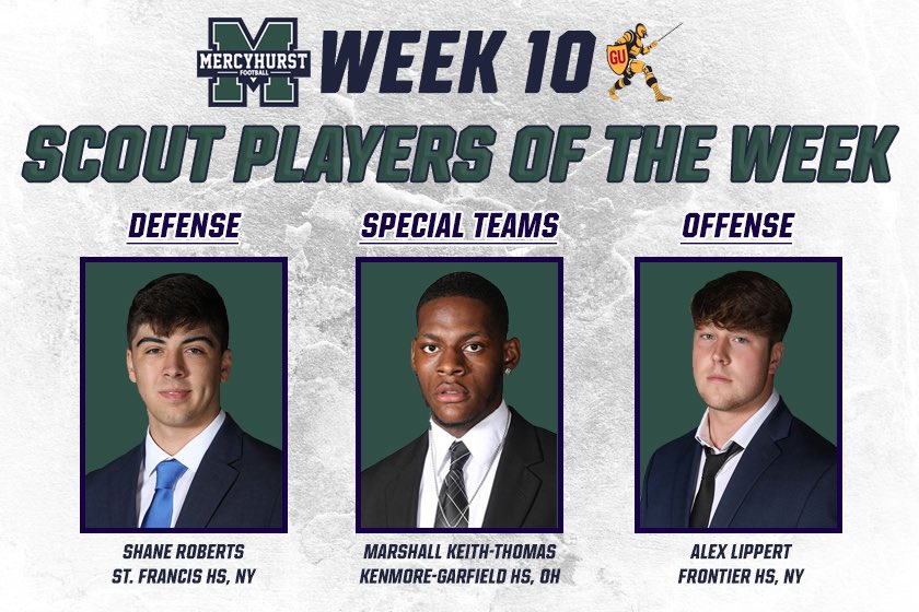 MercyhurstFB's tweet photo. Laker Nation!!

Huge Congrats to our Week 10 POGs and Scout POWs.

Players of the Game:
Defense &amp; ST: Keith Brickman
Offense: Dylan Browning

Scout Players of the Week:
Defense: Shane Roberts
ST: Marshall Keith-Thomas
Offense: Alex Lippert

#LsUpAnchorDown☘️⚓️ https://t.co/eYrBuph78k