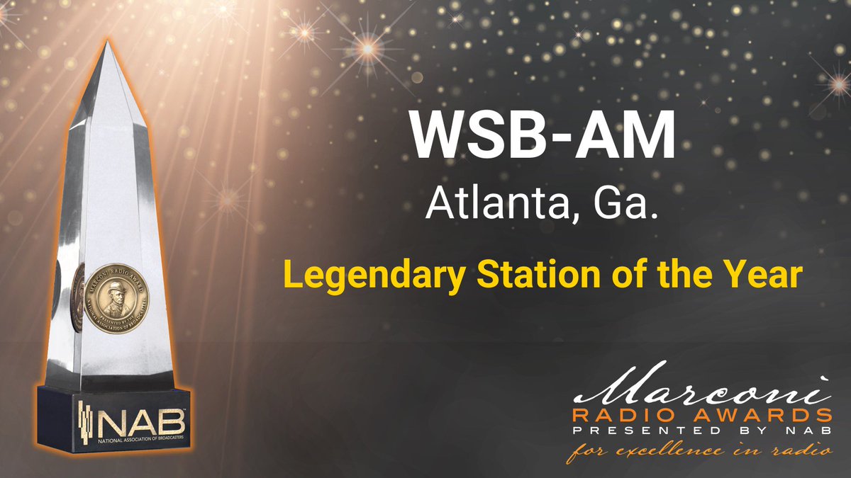 nabtweets's tweet photo. Congratulations 2021 #MarconiAwards Legendary Station of the Year @wsbradio! https://t.co/XDt5UKVR6H