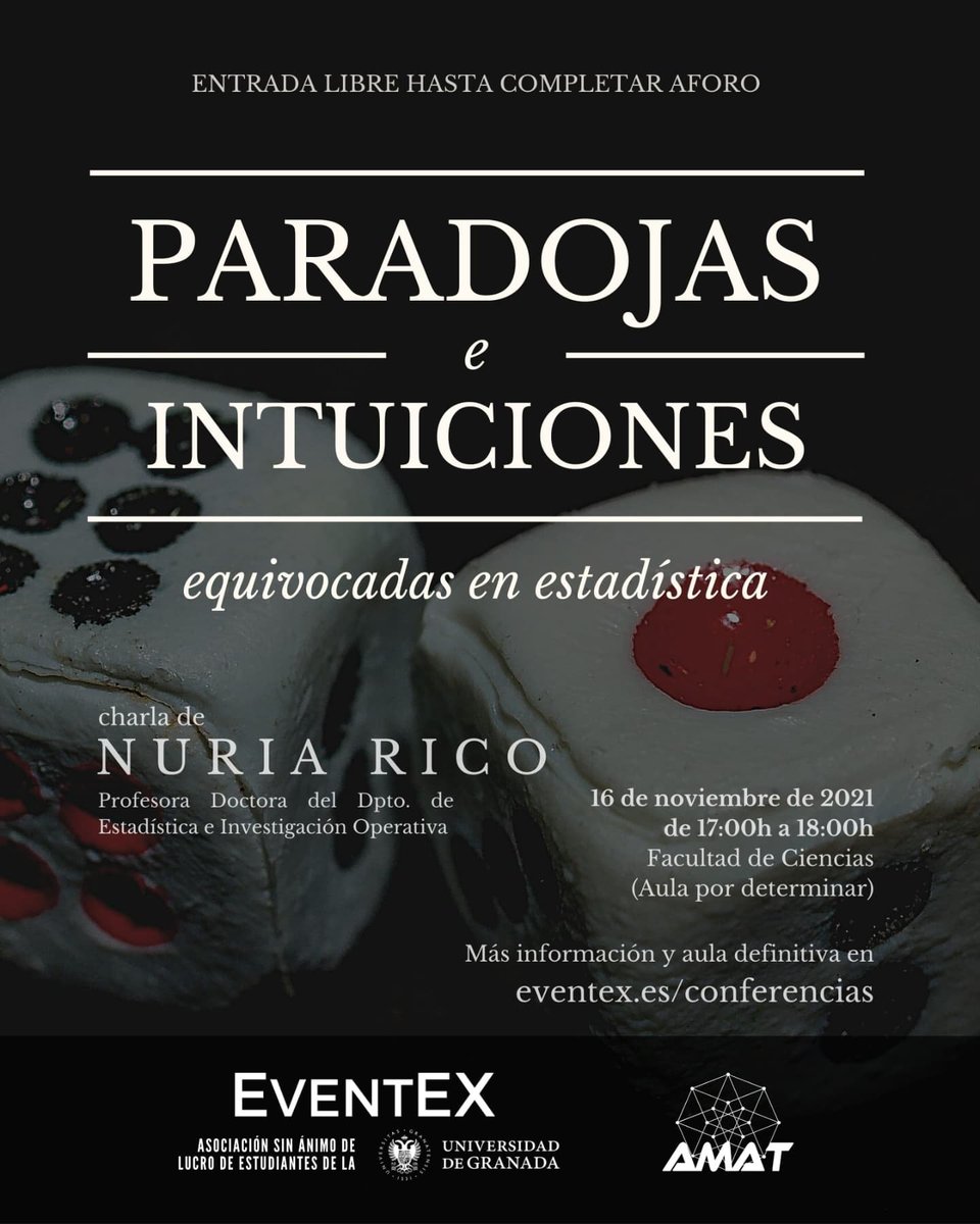 EventEXgranada's tweet photo. ¡¡Vuelve el Ciclo de Conferencias Científicas!!

👉 Noviembre-diciembre 2021
👉 Entrada libre hasta completar aforo
👉 Presencial en la Facultad de Ciencias de Granada

Más info: https://t.co/9vM9IMOqqU https://t.co/lRTGVn7Qg6