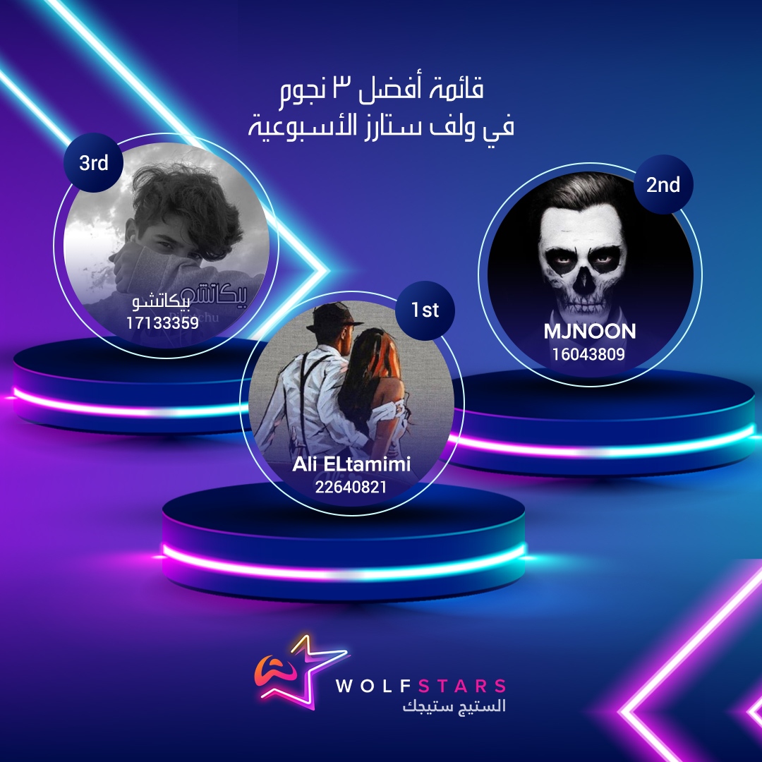 WOLFQanawat's tweet photo. نقدم لكم أفضل ٣ نجوم ضمن مشروع ولف ستارز من ضمن ١٠٠ مشترك فقط   لهذا الشهر ⁠
كونوا بالقرب لمعرفة من سيبقى بالصدارة ⁠
⁠
#ولف #WOLFLive⁠
#ولف_ستارز #WOLFStars https://t.co/dXUINKp5us